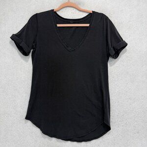 Lululemon Shirt Womens Small Black Short Sleeve V Neck Relaxed Athletic Top